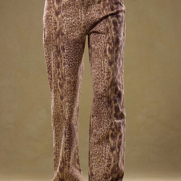 Multicolor Casual Women's Low Rise Snakeskin Denim Trousers - Picture 3 of 5